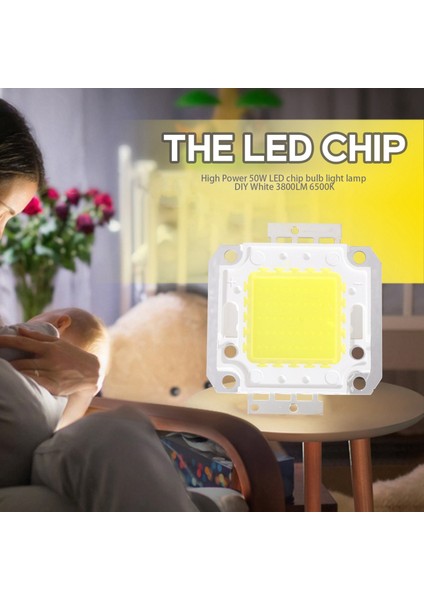 Yüksek Güç 50W LED Çip Ampul Işık Lambası Dıy Beyaz 3800LM 6500K (Yurt Dışından)