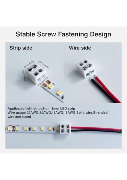 30 Adet LED Şerit Işık Konnektörleri Lehimsiz 2pin 8mm LED Konnektörleri 5-24V Tek Renkli LED Işık Bandı Için Şerit Kablo (Yurt Dışından) modelleri