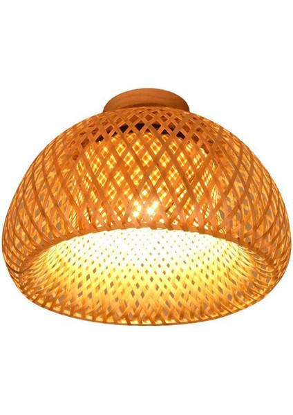 Bambu Hasır Rattan Aydınlatma Armatürü Gömme Montaj Asılı Tavan Lambası Oturma Odası Yatak Odası Yemek Odası Için, 30X18 cm (Yurt Dışından)