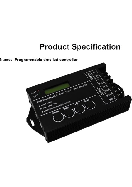 DC12V 24V Programlanabilir 5ch Rgb LED Şerit Işık Zaman Kontrollü Dimmer Akvaryumlarda, Balık Tanklarında, Bitki Yetiştirmede Kullanılır (TC20) (Yurt Dışından)