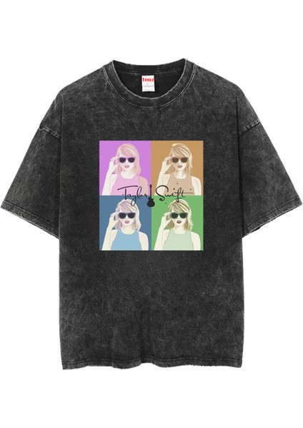 Yıkamalı Taylor Swift Oversize Vintage T-Shirt