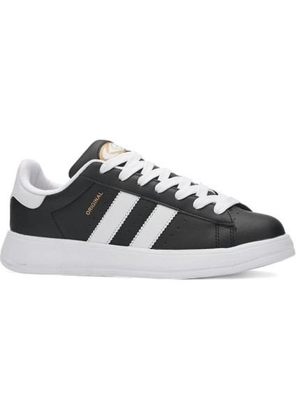 Unisex Siyah Beyaz Cilt Campüs Model Comfort Sneaker