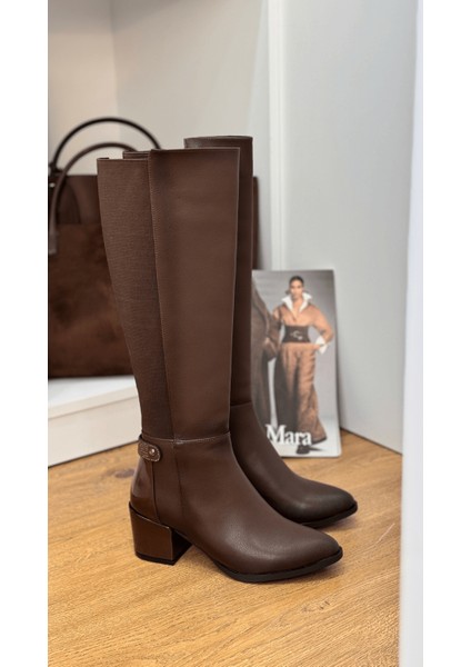 Barney Model 5 cm Topuklu Sihirli Çizme Kahve