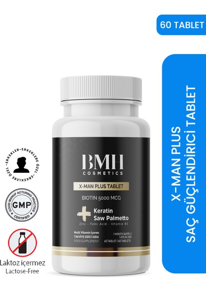 X-Man Plus Saç Güçlendrici Tablet 60X2 Adet ( Keratin + Saw Palmentto )