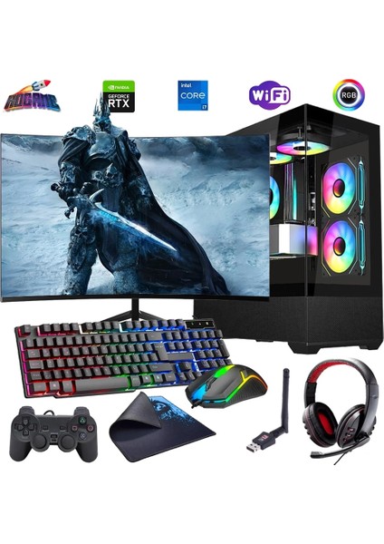 I7 14700F 32GB Ddr4 1tb M2 8gb RTX4060 24" 100Hz Mon. Oyun Bilgisayarı (Gaming Set)