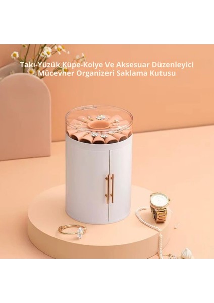 Kapaklı Aksesuar, Takı, Küpe, Kolye, Yüzük Düzenleyici Organizer, 4 Çekmeceli Saklama Kutusu