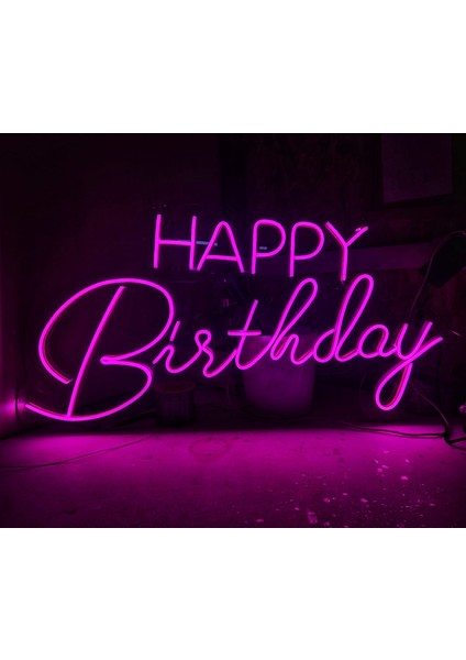 Cizgineon Happy Birthday Işıklı Neon LED Duvar Dekarasyon