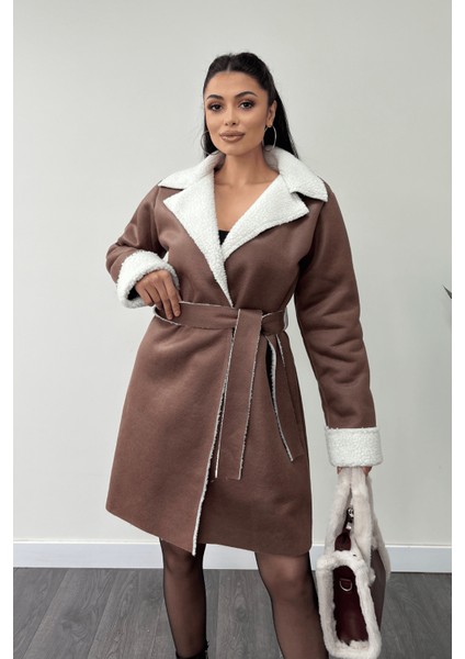 Kürklü Deri Kaban - Kahverengi modelleri