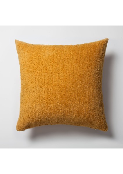 Cozy - Sheepskin Dokulu Tüylü Kırlent 50 x 50 - Sarı (Ic Yastık Dahil)