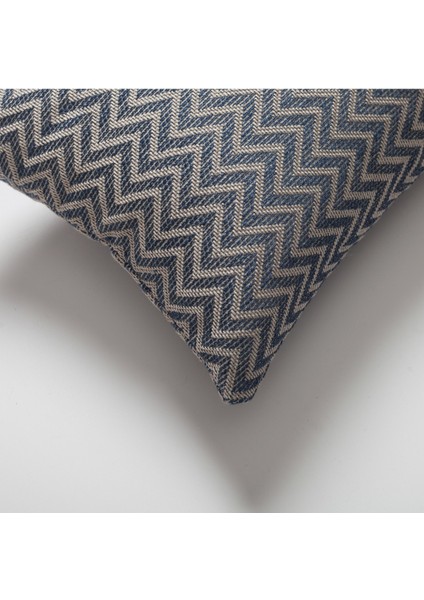 Orsa - Keten Zigzag Desenli Dokuma Kırlent 30 x 50 - Mavi (Ic Yastık Dahil)