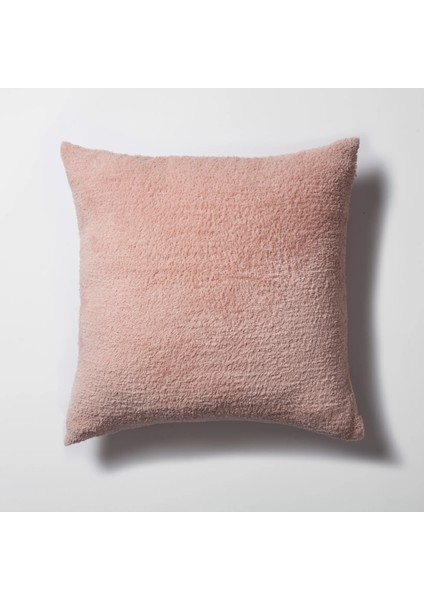 Cozy - Sheepskin Dokulu Tüylü Kırlent 50 x 50 - Pembe (Ic Yastık Dahil)