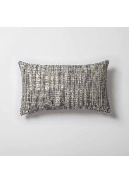 Tweed - Soyut Desenli Dokulu Dikdörtgen Kırlent 30 x 50 - Gri (Ic Yastık Dahil)