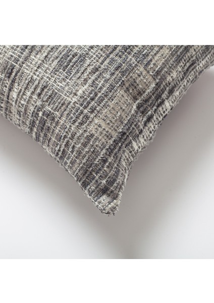 Tweed - Soyut Desenli Dokulu Dikdörtgen Kırlent 30 x 50 - Gri (Ic Yastık Dahil)