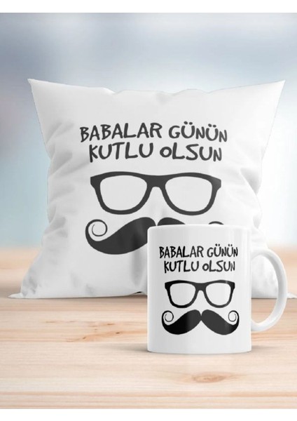 Babalar Günü Kutlu Olsun Yazılı Yastık Kupa Set