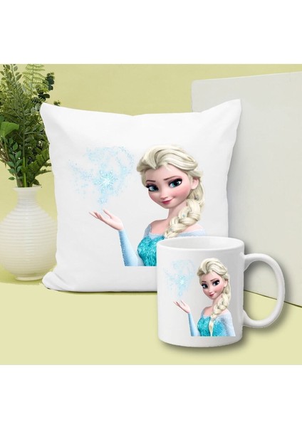 Frozen Elsa Baskılı Kupa ve Yastık Set Arkadaşa