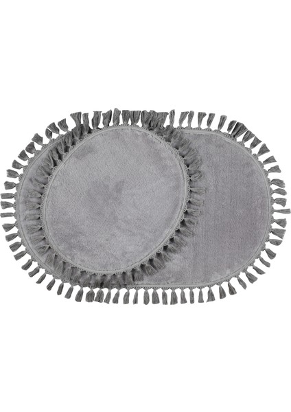 Modern Dekoratif Simirna Peluş Oval Ponpon Saçaklı Klozet Takımı 50X80_50X40 modelleri