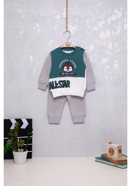 Erkek Bebek All Star Sevimli Hayvan Desenli Ikili Takım