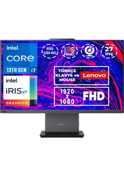 Thinkcentre Neo 50A G5 I7-13620H 32GB 512GB SSD 27" Fhd Freedos Aıo Pc 12SA000DTR 001
