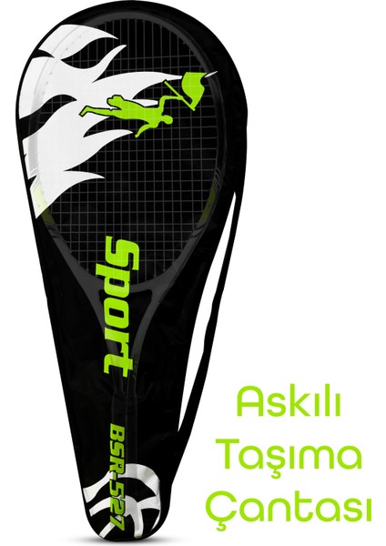 Deluxe 27 Inç Tenis Raketi Çantalı Yetişkin Tennis Racket L2 Grıp 68 cm Neon Sarı 527