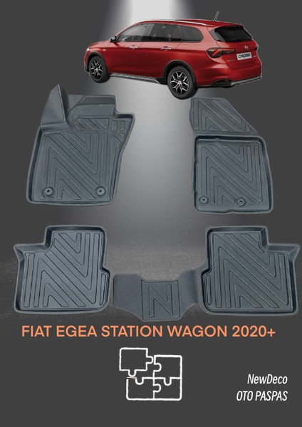 NewDeco Fiat Egea Cross Station Wagon 2020 ve Sonrası Için 5,5d Carbon Style Havuzlu Paspas - Tpe Malzeme