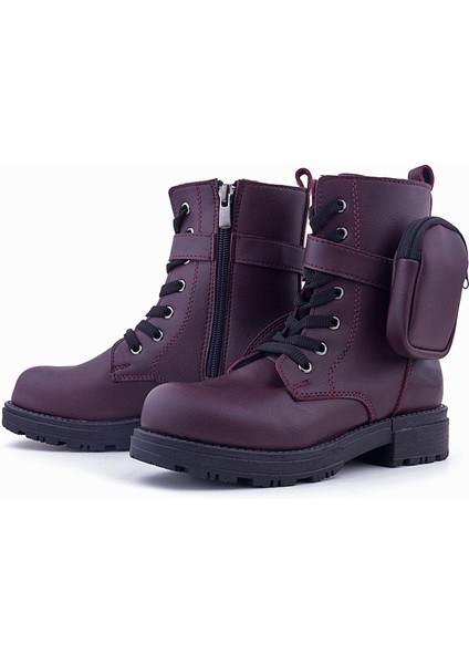 Bordo Fermuarlı Bağcıklı Cüzdanlı Kız Çocuk Bot indirimleri