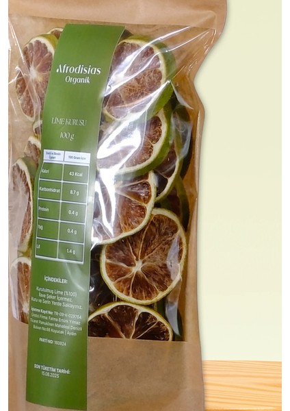 Lime Kurusu Cipsi 100GR - Doğal Kurutulmuş %100 Vegan Kuru Lime