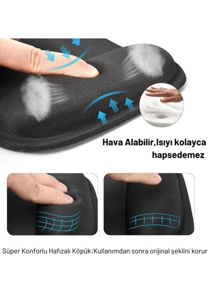 Ergocomfort Bilek Destekli Ergonomik Kaymaz Taban Mouse Pad , Bilek Koruyucu Tasarım