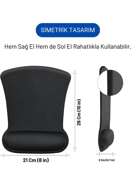 Ergocomfort Bilek Destekli Ergonomik Kaymaz Taban Mouse Pad , Bilek Koruyucu Tasarım
