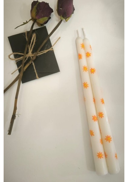 Çiçek Desenli Şamdan Mum