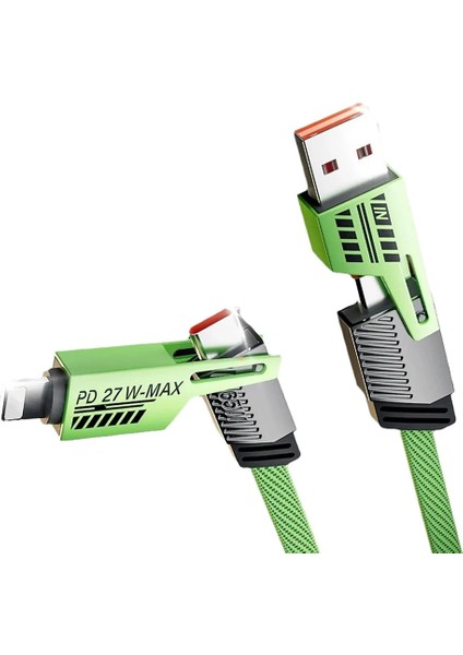 4in1 Pd 65 Watt Android / Type-C 27 Watt iPhone Halat Örgü Kırılmaz Uç 1.5M