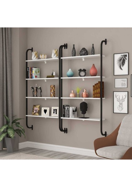 4 Bölmeli Metal Dekoratif Duvar Rafı Beyaz fiyatları