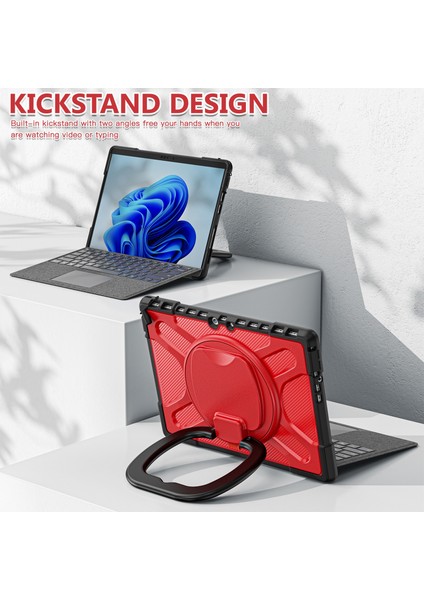 Microsoft Surface Pro 8 Kırmızı Için Tpu + Pc Kılıfı (Yurt Dışından)