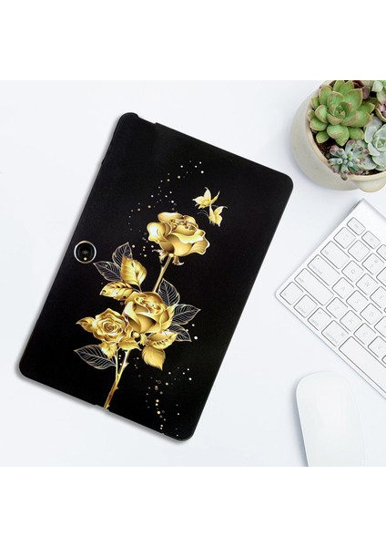 Oneplus Pad Go Golden Rose Için Boyalı Tpu Tablet Kılıfı (Yurt Dışından)