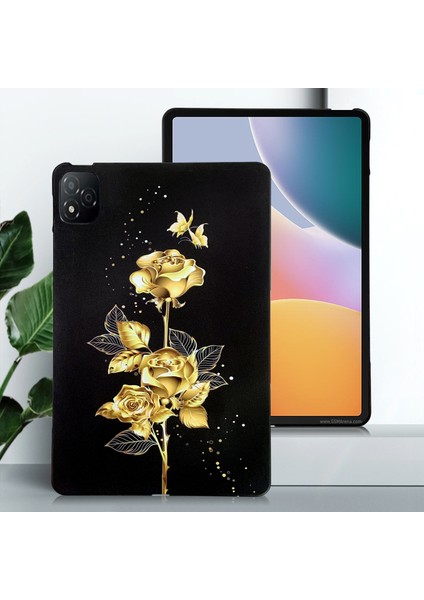 Infinix Xpad Golden Rose Için Boyalı Tpu Tablet Kılıfı (Yurt Dışından)