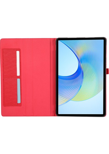 Infinix Xpad Kırmızı Için Kumaş Dokulu Pu Tablet Kılıfı (Yurt Dışından)