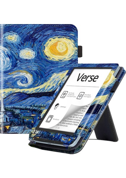 Pocketbook Verse / Verse Pro Starry Sky Için Skin-Fe Deri Kılıf (Yurt Dışından)