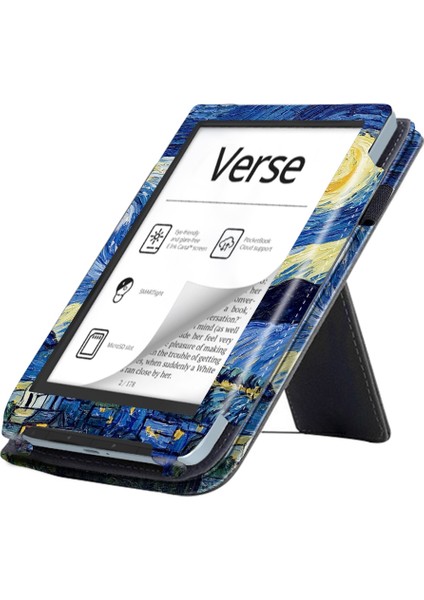 Pocketbook Verse / Verse Pro Starry Sky Için Skin-Fe Deri Kılıf (Yurt Dışından) modelleri