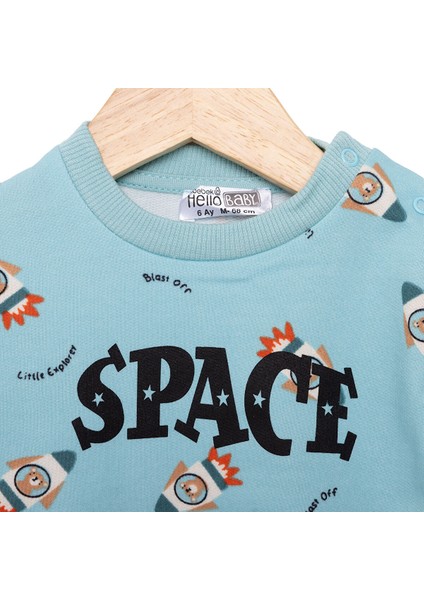 Basic Az Şardonlu Uzay Temalı Sweatshirt Erkek Bebek modelleri