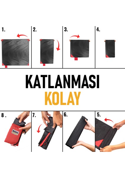 Cep Yer Örtüsü, Piknik Örtüsü Kamp Matı, Plaj Örtüsü Su Geçirmez Hızlı Kurur 150-150CM Kırmızı