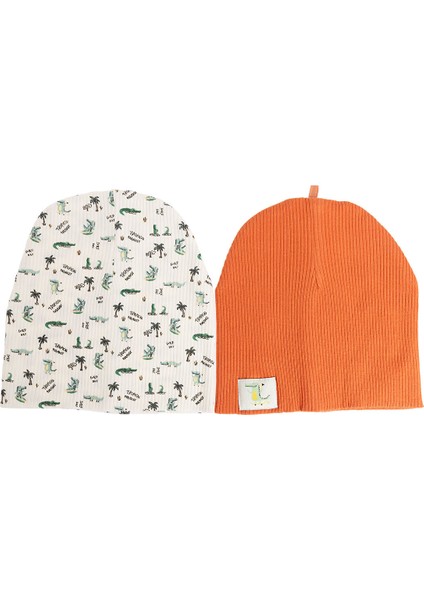 Timsah Desenli Erkek 2li Kaşkorse Örme Bere Erkek Bebek modelleri