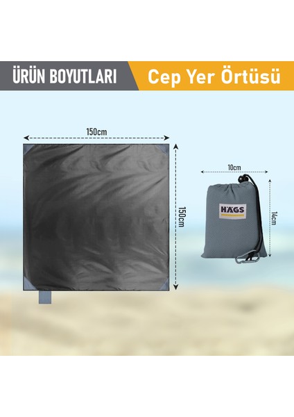 Cep Yer Örtüsü, Piknik Örtüsü Kamp Matı Plaj Örtüsü Su Geçirmez Ince Zemin ÖRTÜSÜ150-150CM Gri