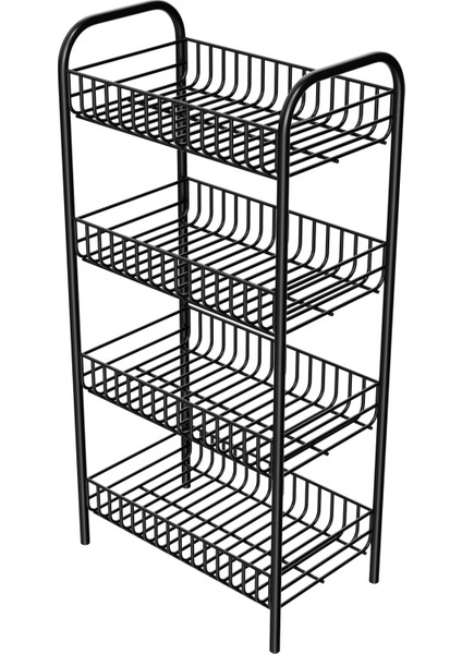 Sebze ve Meyve Sepeti Çok Amaçlı Mutfak Rafı Metal Düzenleyici Raf Çok Amaçlı Sepet Siyah