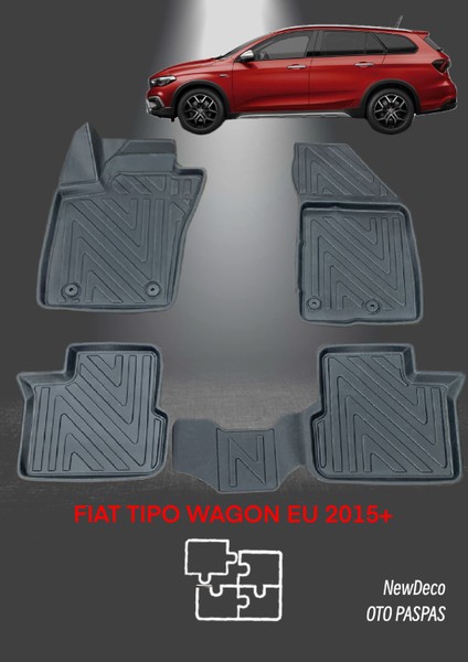 NewDeco Fiat Tipo Cross Eu 2021 ve Sonrası Için 5,5d Carbon Style Havuzlu Paspas - Tpe Malzeme