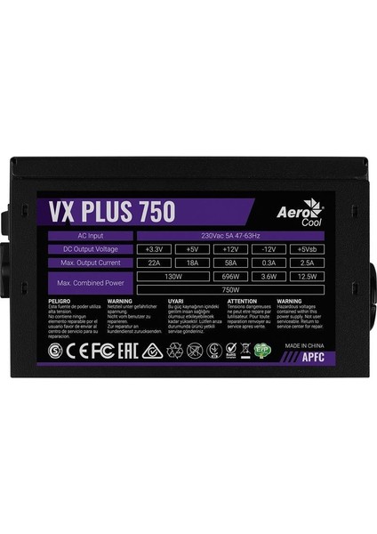 AE-VXP750 Vx Plus 750W 58A Atx Aktif Pfc Güç Kaynağı