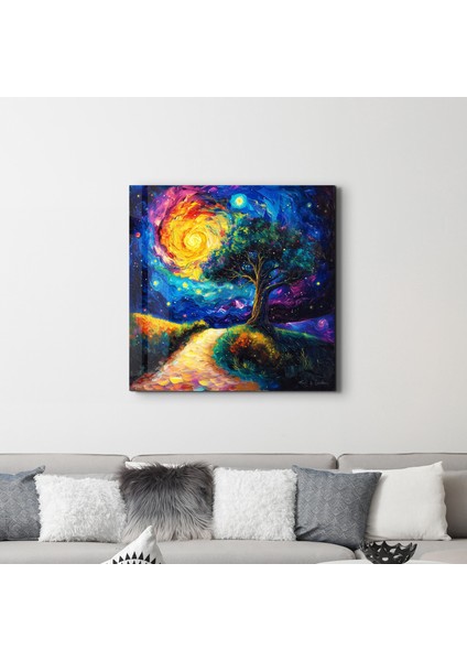 Tree of Life Van Gogh Style | Cam Duvar Tablosu