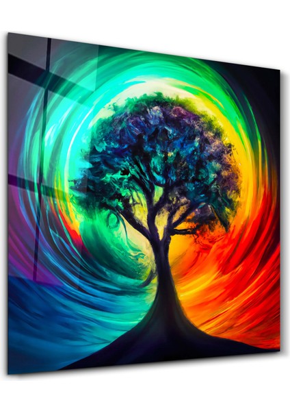Tree of Life Oil Paint | Cam Duvar Tablosu