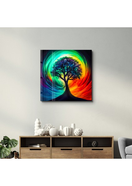 Tree of Life Oil Paint | Cam Duvar Tablosu