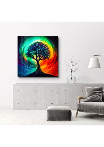 Tree of Life Oil Paint | Cam Duvar Tablosu
