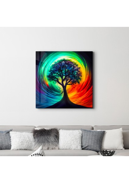 Tree of Life Oil Paint | Cam Duvar Tablosu