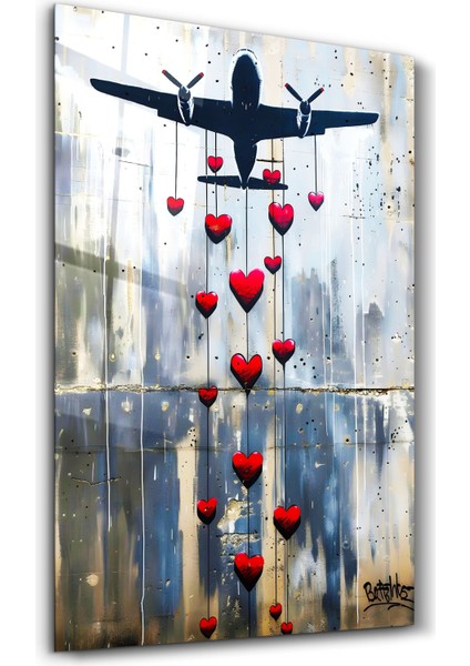 Love Bombing Banksy Style - Cam Duvar Tablosu